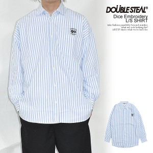 30％OFF SALE セール DOUBLE STEAL ダブルスティール Dice Embroidery L/S SHIRT メンズ シャツ 長袖 長袖シャツ ストライプ ストリート 