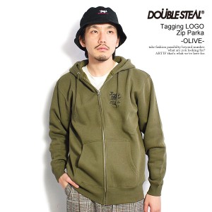 DOUBLE STEAL ダブルスティール Tagging LOGO Zip Parka -OLIVE- メンズ パーカー ジップパーカー 裏起毛 送料無料 ストリート atftps