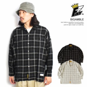 20％OFF SALE セール FAT エフエーティー BIGAMBLE メンズ シャツ 長袖 ビッグシルエット チェックシャツ 送料無料 ストリート atftps