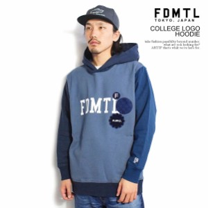 FDMTL ファンダメンタル COLLEGE LOGO HOODIE メンズ パーカー プルオーバー インディゴ 送料無料 ストリート atftps