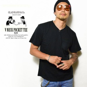 GLADHAND グラッドハンド V NECK POCKET TEE -BLACK- メンズ Tシャツ 半袖 パックT 無地 ストリート gradhand tシャツ atftps