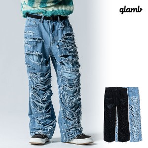 2024 秋 先行予約 9月下旬〜10月上旬入荷予定 glamb グラム Shred Damage Denim シュレッドダメージデニム パンツ 送料無料 atfpts