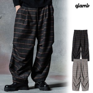 2024 秋 先行予約 8月下旬〜9月上旬入荷予定 glamb グラム Glen Check Wide Pants グレンチェックワイドパンツ パンツ 送料無料 atfpts