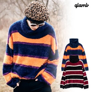 2024 秋 先行予約 9月上旬〜中旬入荷予定 glamb グラム Turtle Neck Border Knit タートルネックボーダーニット ニット 送料無料 atftps