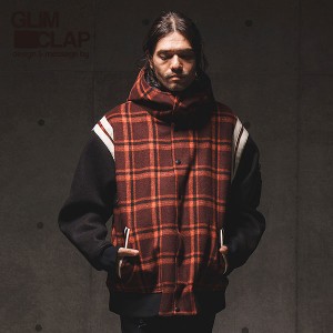 50％OFF SALE セール GLIMCLAP グリムクラップ Plaid pattern hooded varsity jacket 