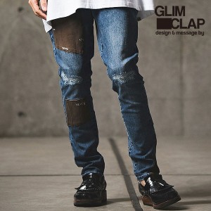 【お取り寄せ 30%OFF SALE セール】 GLIMCLAP グリムクラップ Patchwork design tight-fit denim pants メンズ パンツ atfpts