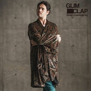 2024 春夏 1st 先行予約 2月上旬〜中旬入荷予定 GLIMCLAP グリムクラップ Paisley pattern × solid color gown-ish coat メンズ ガウン 