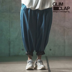 2024 春夏 2nd 先行予約 6月上旬〜中旬入荷予定 GLIMCLAP グリムクラップ Color scheme design & balloon silhouette pants -chambray fa