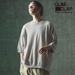 2024 春夏 2nd 先行予約 6月上旬〜中旬入荷予定 GLIMCLAP グリムクラップ Distressed short-sleeve sweater メンズ ニット 送料無料 atft