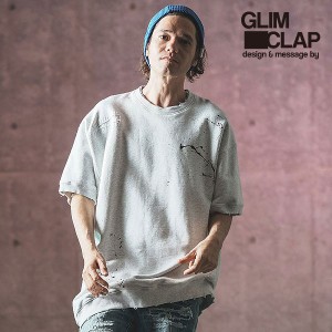 2024 春夏 2nd 先行予約 6月上旬〜中旬入荷予定 GLIMCLAP グリムクラップ Distressed short-sleeve sweatshirt メンズ スウェット 送料無