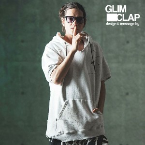 2024 春夏 2nd 先行予約 6月上旬〜中旬入荷予定 GLIMCLAP グリムクラップ Distressed short-sleeve hooded sweatshirt メンズ atftps