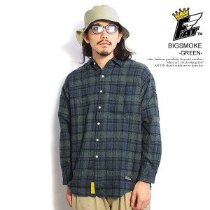 30％OFF SALE セール FAT エフエーティー BIGSMOKE -GREEN- メンズ シャツ 長袖 チェックシャツ 送料無料 ストリート atftps