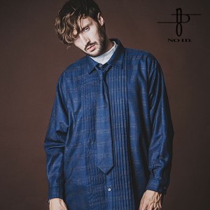 30%OFF SALE セール NO ID. ノーアイディー ネクタイ付ピンタックBIG-SH メンズ シャツ 長袖 チェックシャツ 送料無料 atftps