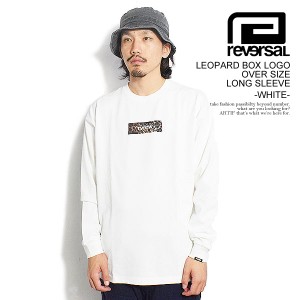 reversal リバーサル LEOPARD BOX LOGO OVER SIZE LONG SLEEVE -WHITE- メンズ Tシャツ 長袖 ロンT rvddw 送料無料 ストリート atftps