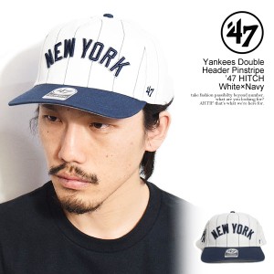 '47 フォーティーセブン Yankees Double Header Pinstripe ’47 HITCH White×Navy メンズ キャップ 5パネル ヤンキース ヒッチ atfcap