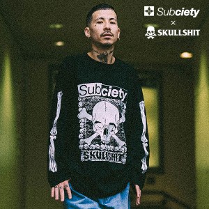 SKULLSHIT x Subciety SUBCIETY サブサエティ Subciety×SKULLSHIT L/S TEE メンズ Tシャツ コラボ ストリート atftps