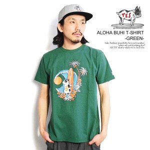 The Endless Summer エンドレスサマー TES ALOHA BUHI T-SHIRT -GREEN- メンズ Tシャツ 半袖 TES USコットン ストリート atftps