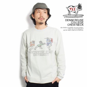 The Endless Summer エンドレスサマー TES DENIM REUSE COLLEGE CREW NECK メンズ スウェット トレーナー サスティナブル atftps