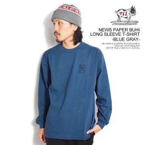 The Endless Summer エンドレスサマー TES NEWS PAPER BUHI LONG SLEEVE T-SHIRT -BLUE GRAY- メンズ Tシャツ 長袖 ロンT 送料無料 atftp