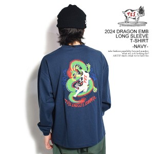 The Endless Summer エンドレスサマー TES 2024 DRAGON EMB LONG SLEEVE T-SHIRT -NAVY- メンズ Tシャツ 長袖 ロンT 送料無料 atftps