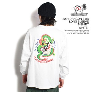 The Endless Summer エンドレスサマー TES 2024 DRAGON EMB LONG SLEEVE T-SHIRT -WHITE- メンズ Tシャツ 長袖 ロンT 送料無料 atftps