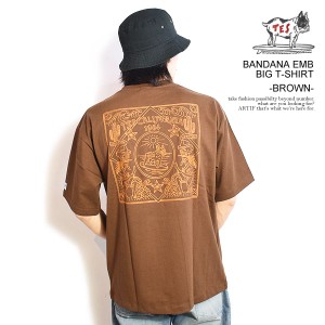 The Endless Summer エンドレスサマー TES BANDANA EMB BIG T-SHIRT -BROWN- メンズ Tシャツ 半袖 TES ビッグTシャツ ストリート atftps