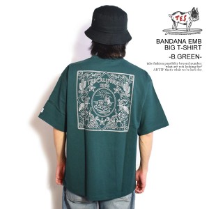 The Endless Summer エンドレスサマー TES BANDANA EMB BIG T-SHIRT -B.GREEN- メンズ Tシャツ 半袖 TES ビッグTシャツ ストリート atftp
