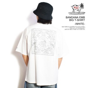 The Endless Summer エンドレスサマー TES BANDANA EMB BIG T-SHIRT -WHITE- メンズ Tシャツ 半袖 TES ビッグTシャツ ストリート atftps