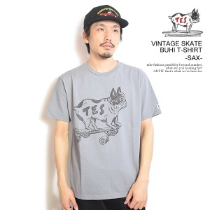 The Endless Summer エンドレスサマー TES VINTAGE SKATE BUHI T-SHIRT -SAX- メンズ Tシャツ 半袖 TES USコットン ストリート atftps