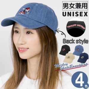 キャップ レディース [メール便可] 帽子 メンズ ミッキーマウス MICKEY デニム コットン 春夏 秋 CAP / ミッキーSkateBoardキャップ