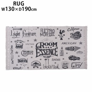 送料無料 ラグ カーペット 絨毯 おしゃれ マット ラグマット W130×D190cm TTR-139 ロゴ イラスト ソファ