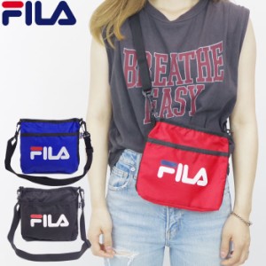 郵メール便 対応 FILA/フィラ サコッシュ メンズ/レディース ショルダーバッグ ブラック/レッド/ブルー FM2098 ブ