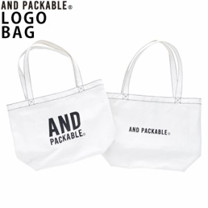 メール便 トートバッグ コットン ロゴ バッグ ホワイト AND PACKABLE LOGO BAG 63677 エコバッグ 