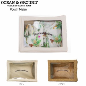 OCEAN&GROUND オーシャンアンドグラウンド ポーチ 小物入れ スクエアポーチ ブラウン/キナリ M 1825902 出