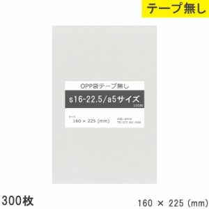 opp袋  a5 テープ無し160mm 225mm a5  S16-22.5 300枚 テープ無し OPPフィルム つやあり 