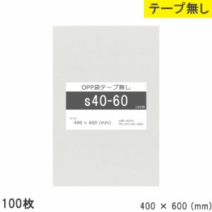 opp袋 テープ無し400mm 600mm S40-60 100枚 テープ無し OPPフィルム つやあり 透明 日本製 400