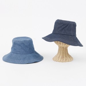 つば広ハット つば広帽子 レディース UVカット つば広 おしゃれ デニム ハット ブルー ネイビー 30-0125 女優帽 