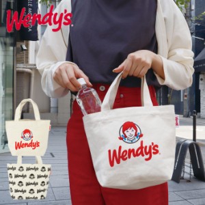 トートバッグ 小さめ レディース マチ付き ミニトート キャンバス Wendys こでかけトート ロゴ チラシ 22L4458