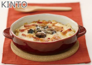 KINTO ほっくり オーバルグラタン グラタン皿 ブラウン/レッド 丸型 スープ皿 洋食器 オーブン対応 オーブンウェア マッ