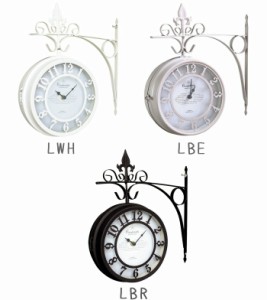 壁掛け時計 両面時計 OLD STREET BOTHSIDE CLOCK L ベージュ/ブラウン/ホワイト NHE801L 時計