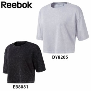 リーボック Reebok Tシャツ レディース 半袖 トップス ウォッシュドクロップTシャツ ブラック/グレー XS/M/OT 