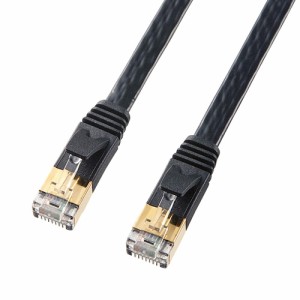 Cat 7 フラット LANケーブル 10m ブラック [KB-FL7-10BKN]