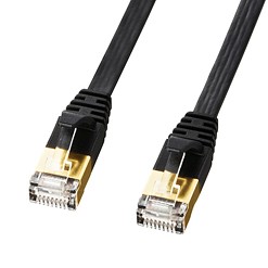 Cat7 ウルトラフラット LANケーブル 0.5m ブラック 薄型 [KB-FLU7-005BK]