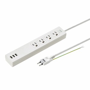 充電用USBポート付き 電源タップ 3P 4個口 2m[TAP-F37U-2]