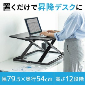 薄型 リフトアップデスク 折りたたみ 高さ 12段階調整 幅79.5cm スタンディングデスク [100-MR139BK]