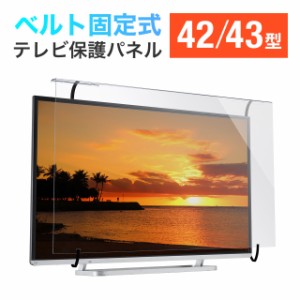 テレビ保護パネル テレビフィルター 42 43インチ キズ防止 厚み2.5mm 透過率90% 落下防止ベルト付き 光沢[200-CRT030]