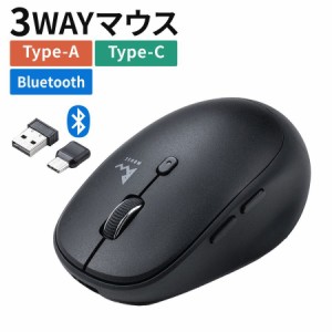 Bluetoothマウス スマホスタンド ポーチ付き ワイヤレスマウス USB Type-C USB A レシーバー 静音ボタン 充電式 [400-MAWBT172BK]
