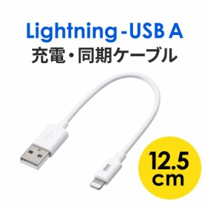 Lightningケーブル 長さ12cm Apple MFi認証品 iPhone iPad iPod 充電 データ通信[500-IPLM010WK2]