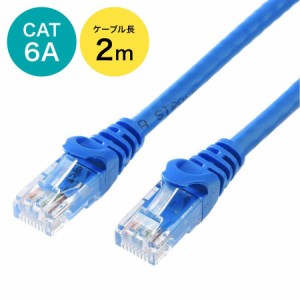 Cat6A LANケーブル 2m 爪折れ防止カバー ブルー[500-LAN6A-02BL]