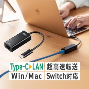 USB-LANアダプター USB Type-C USB3.2 Gen1 ギガビット対応 ChromeBook Nintendo Switch対応[500-USB072BK]